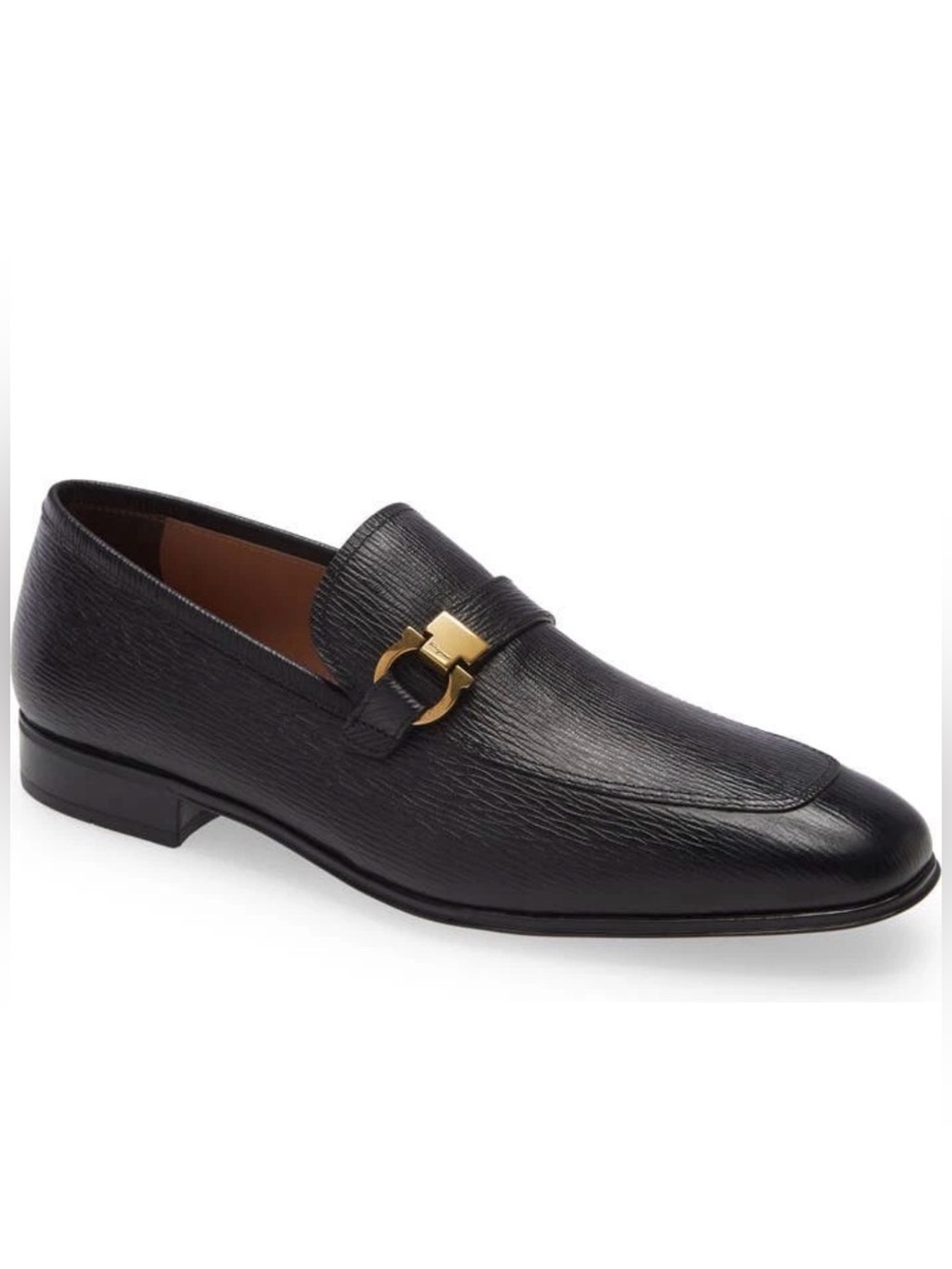Salvatore Ferragamo Men's Black Nepal
Moon Piper Gancio Leather Loafer Size 13